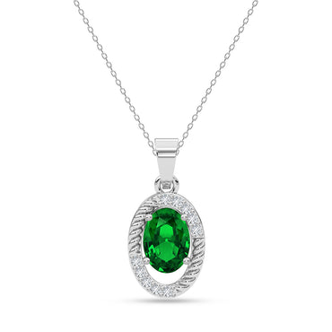 Silver Chiara Green Pendant with Chain