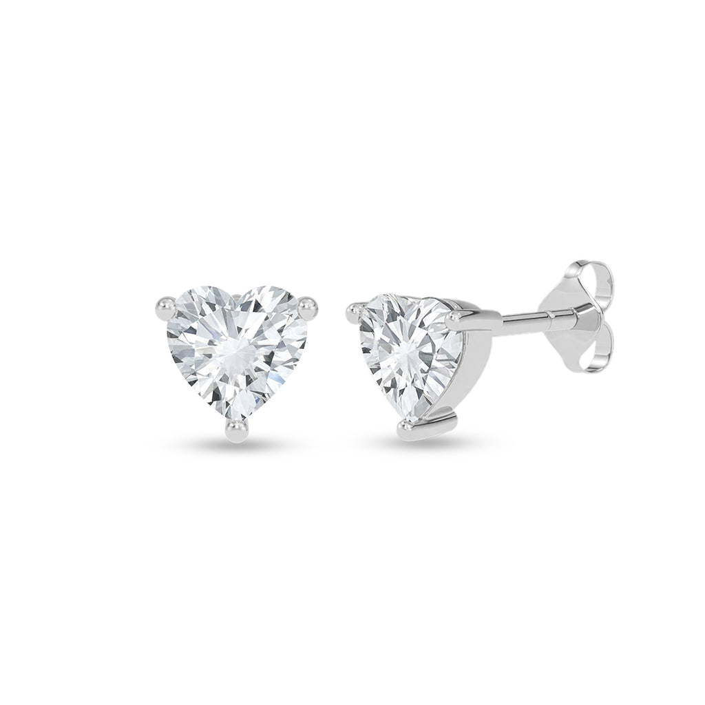Silver Claire Heart Stud Earrings