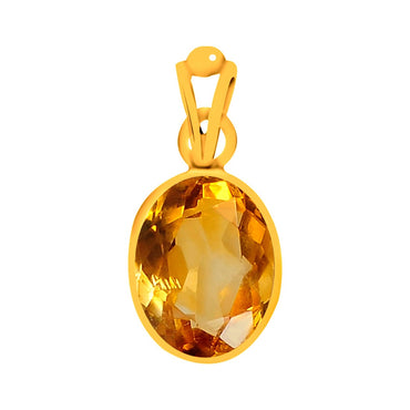 Certified Citrine Sunehla Panchdhatu Pendant 7.5cts or 8.25ratti