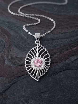 Silver Diu Pink Pendant with Chain