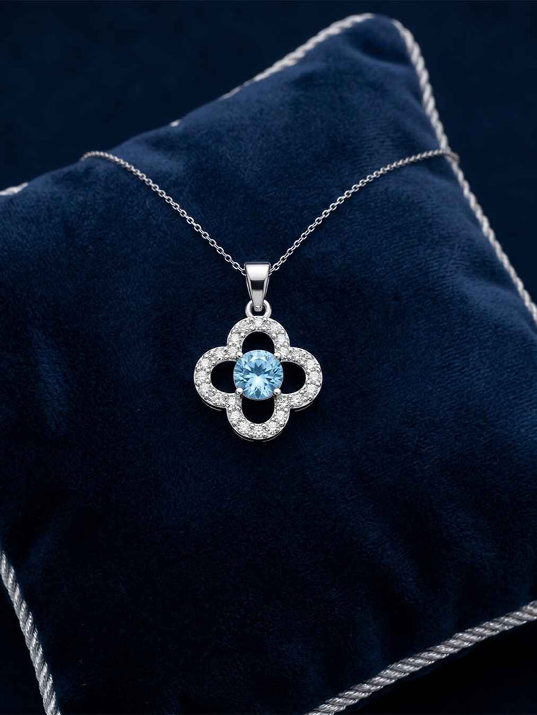 Silver Genna Sky Blue Pendant with Chain