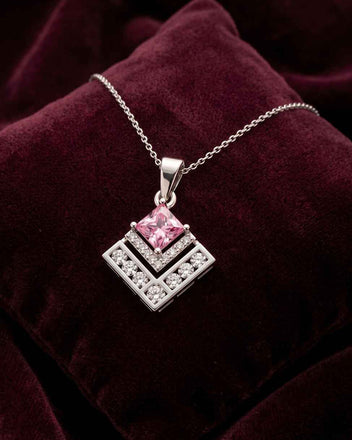 Silver Rosabella Pink Pendant with Chain