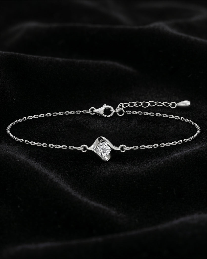 Silver Livia Solitaire Adjustable Chain Bracelet