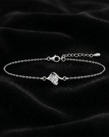 Silver Livia Solitaire Adjustable Chain Bracelet