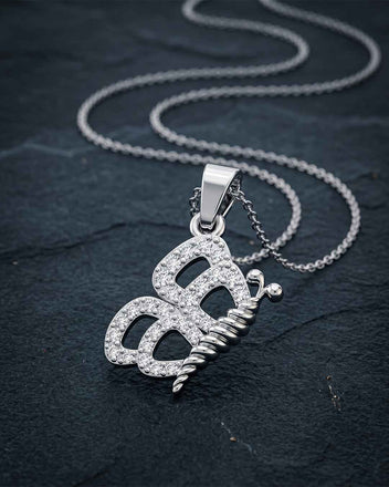 Silver Milania Butterfly Pendant with Chain