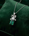 Silver Ginevra Green Pendant with Chain
