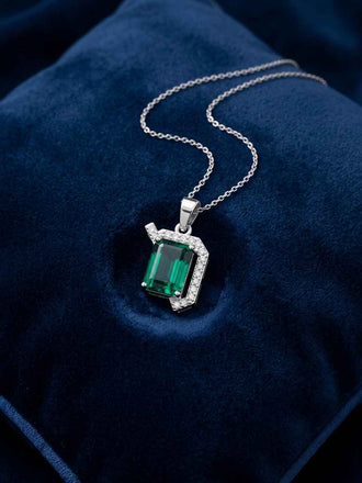 Silver Oriana Green Pendant with Chain