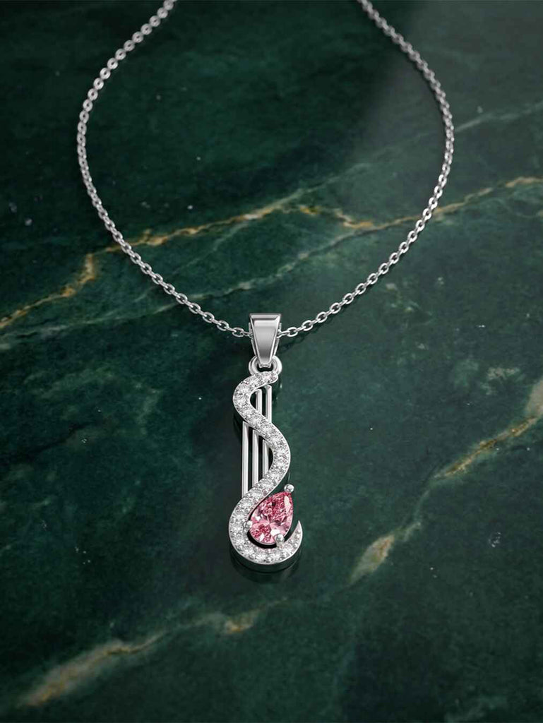 Silver Nico Pink Pendant with Chain