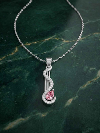 Silver Nico Pink Pendant with Chain
