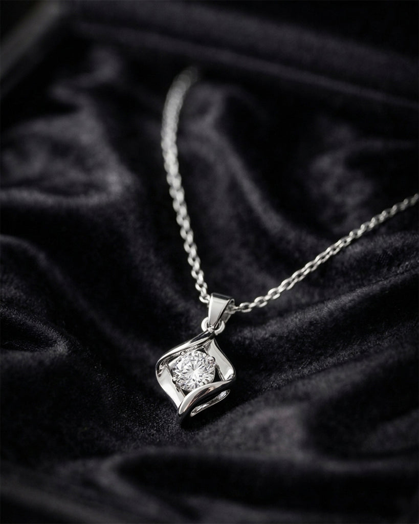 Silver Livia Solitaire Pendant with Chain