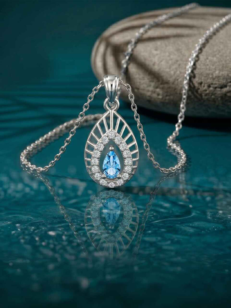 Silver Freni Sky Blue Pendant with Chain