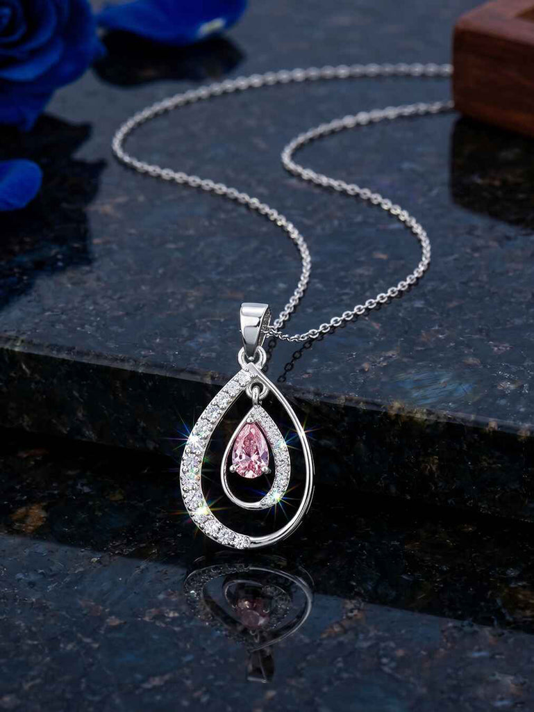 Silver Meconi Pink Pendant with Chain