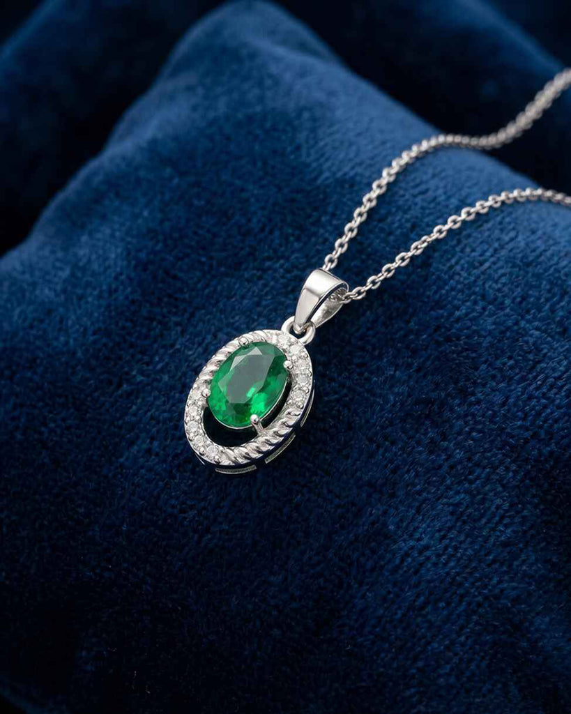 Silver Chiara Green Pendant with Chain