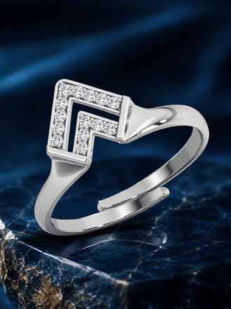 Silver Milano Chevron Ring