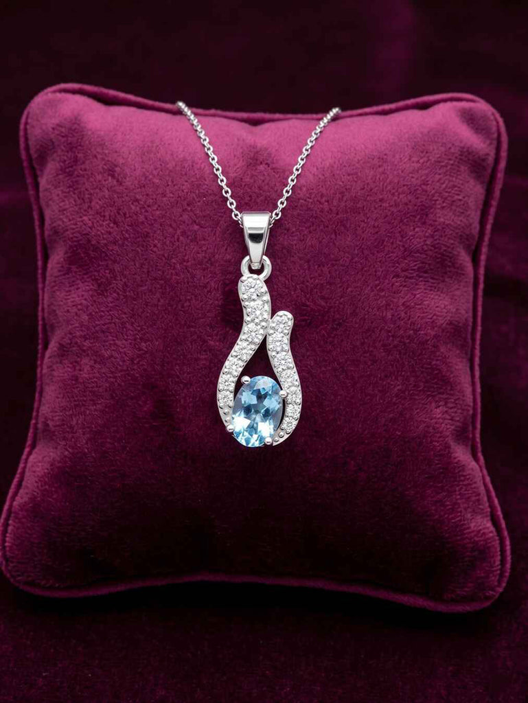 Silver Nilda Sky Blue Pendant with Chain