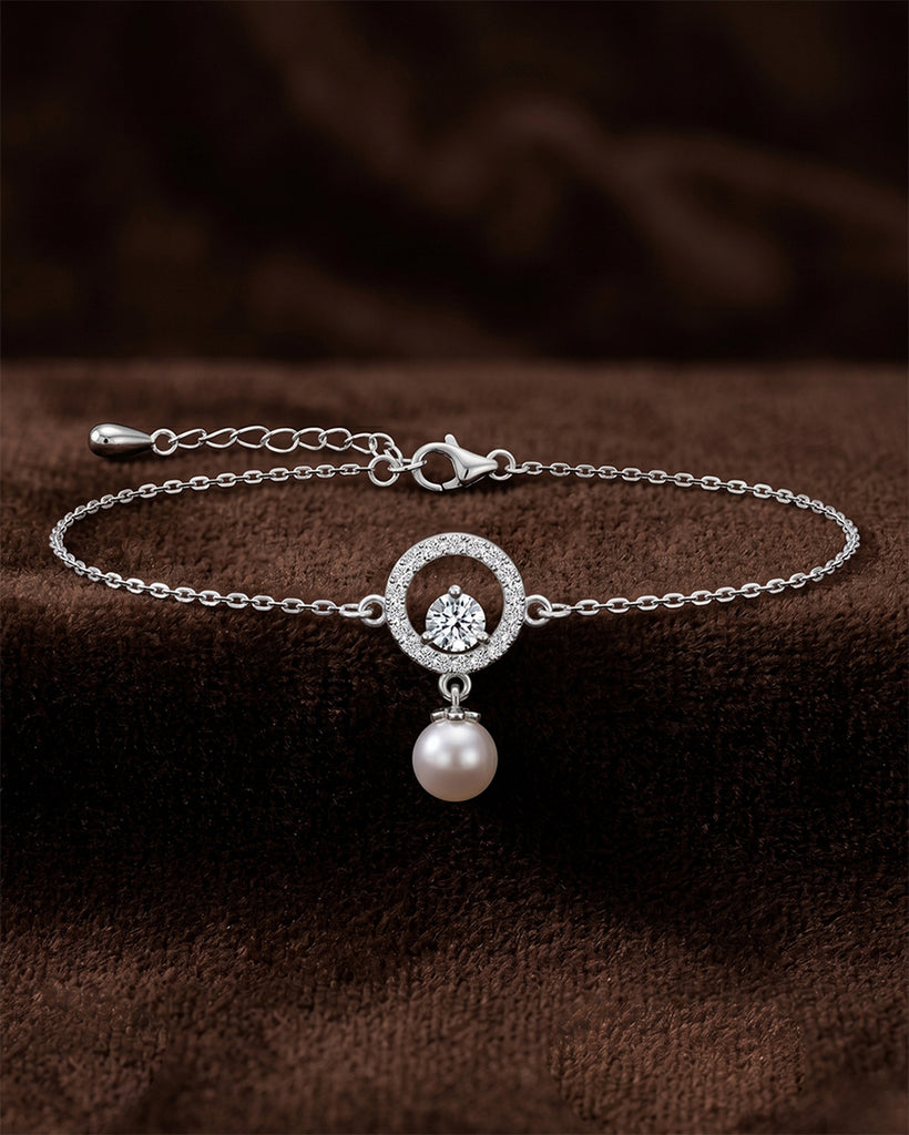 Silver Dante Pearl Adjustable Chain Bracelet