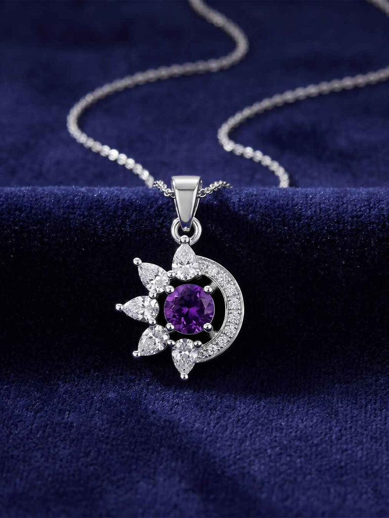 Silver Capri Purple Pendant with Chain