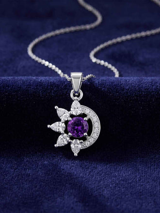 Silver Capri Purple Pendant with Chain