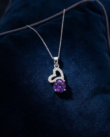 Silver Venti Purple Heart Pendant with Chain
