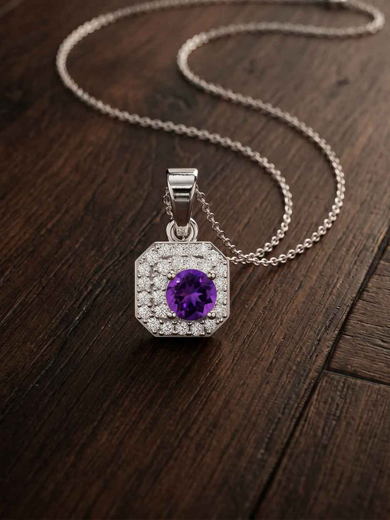 Silver Sienna Purple Pendant with Chain