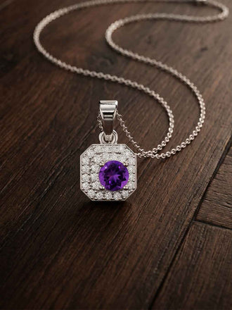Silver Sienna Purple Pendant with Chain