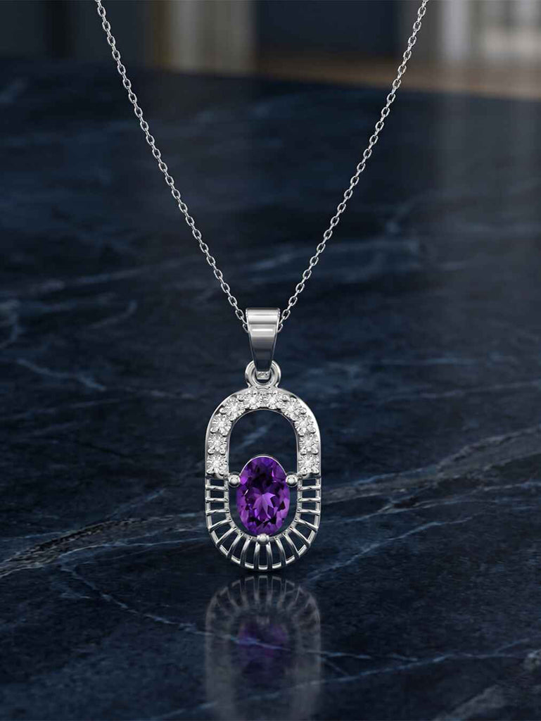 Silver Asti Purple Pendant with Chain