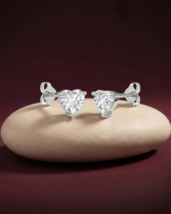 Silver Claire Heart Stud Earrings