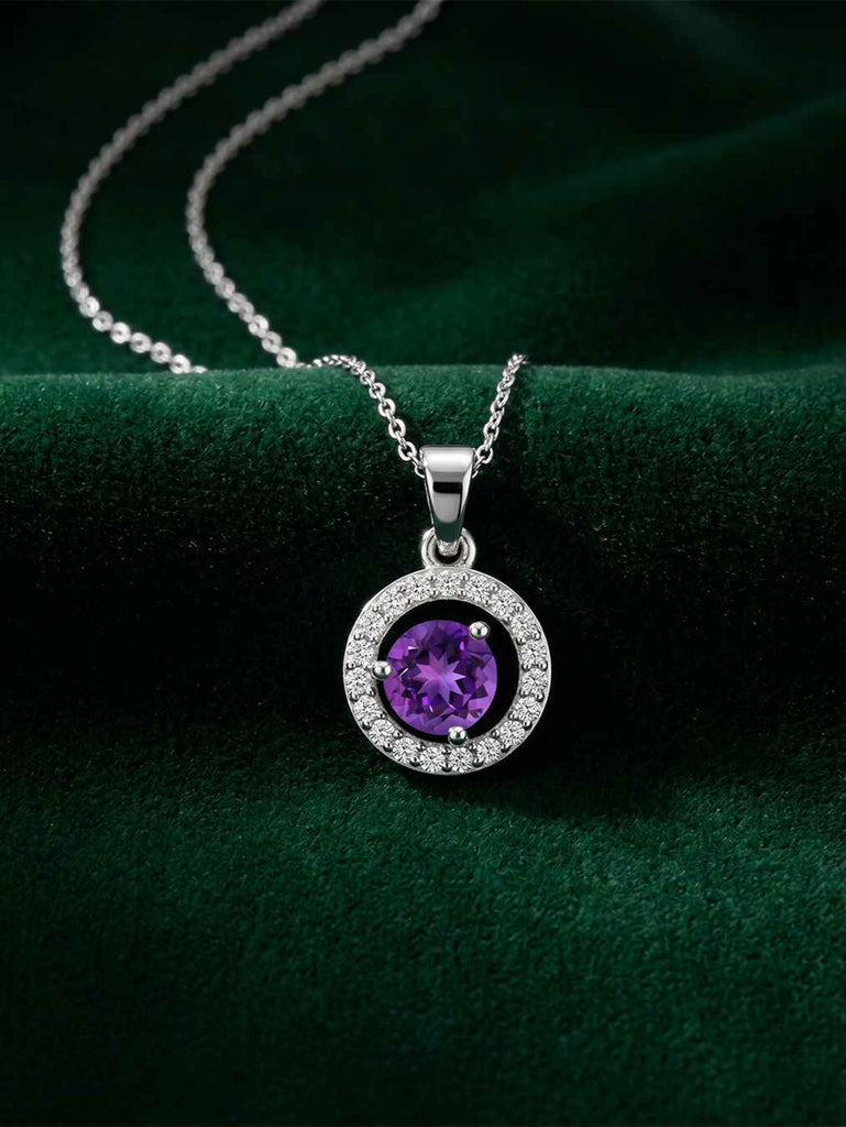 Silver Romina Purple Pendant with Chain