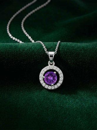 Silver Romina Purple Pendant with Chain
