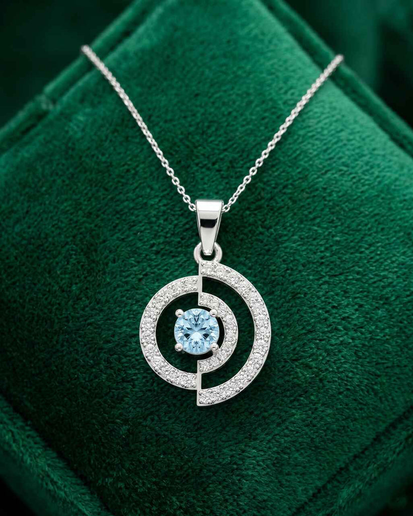 Silver Rici Sky Blue Pendant with Chain
