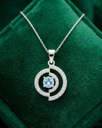 Silver Rici Sky Blue Pendant with Chain