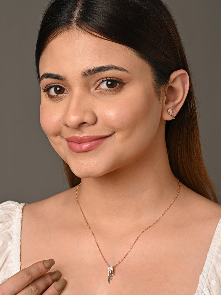 CLARA 925 Sterling Silver Blanca Pendant Earring Chain Jewellery Set 