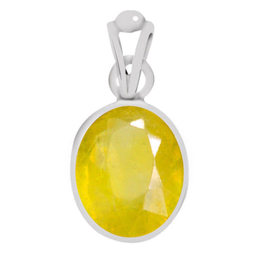 Certified Yellow Sapphire Pukhraj Silver Pendant 7.5cts or 8.25ratti