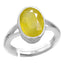 Certified Yellow Sapphire Pukhraj 6.5cts or 7.25ratti 92.5 Sterling Silver Adjustable Ring