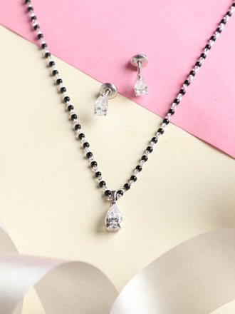 Silver Pear Mangalsutra Jewellery Set