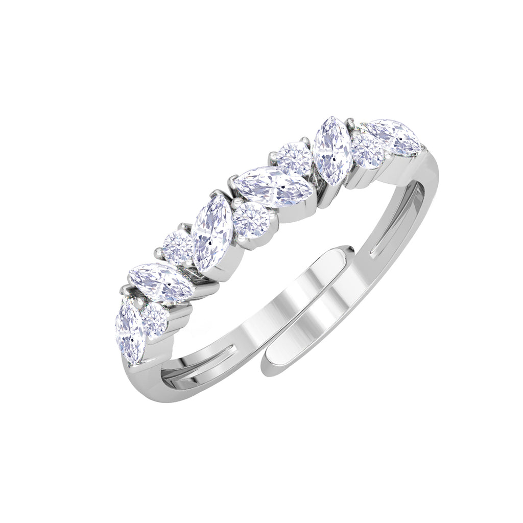 CLARA Pure 925 Sterling Silver Petite Finger Ring with Adjustable Band 