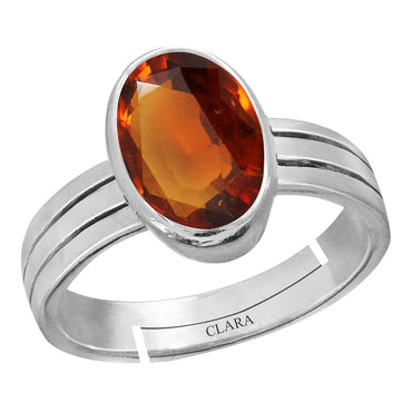 Certified Hessonite Gomed 6.5cts or 7.25ratti 92.5 Sterling Silver Adjustable Ring