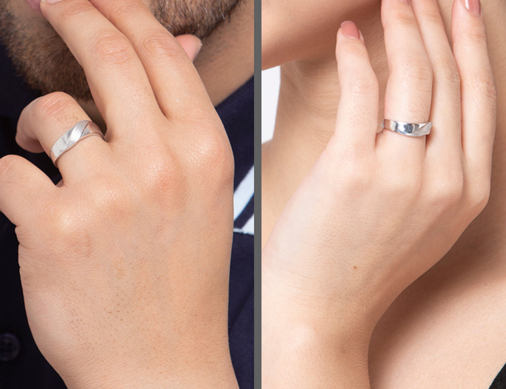 CLARA Pure 925 Sterling Silver Wave Adjustable Couple Band, Promise Rings for Lovers