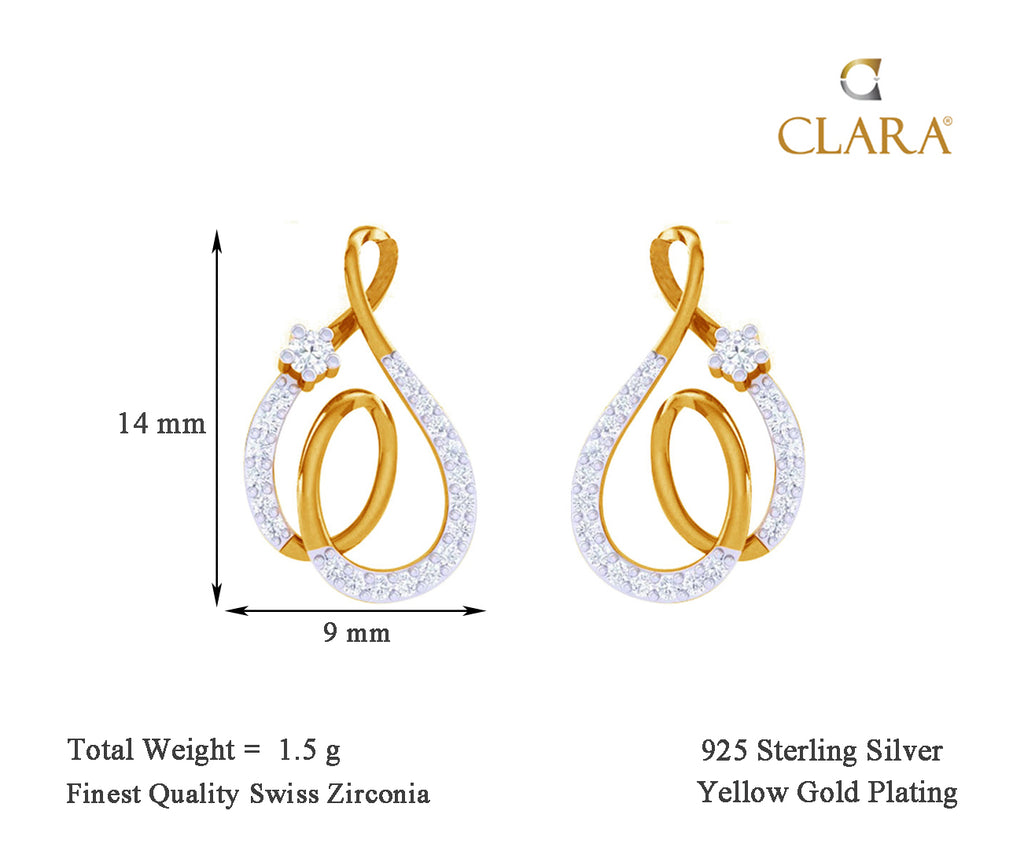CLARA 925 Sterling Silver Flavia Earrings with Screw Back 