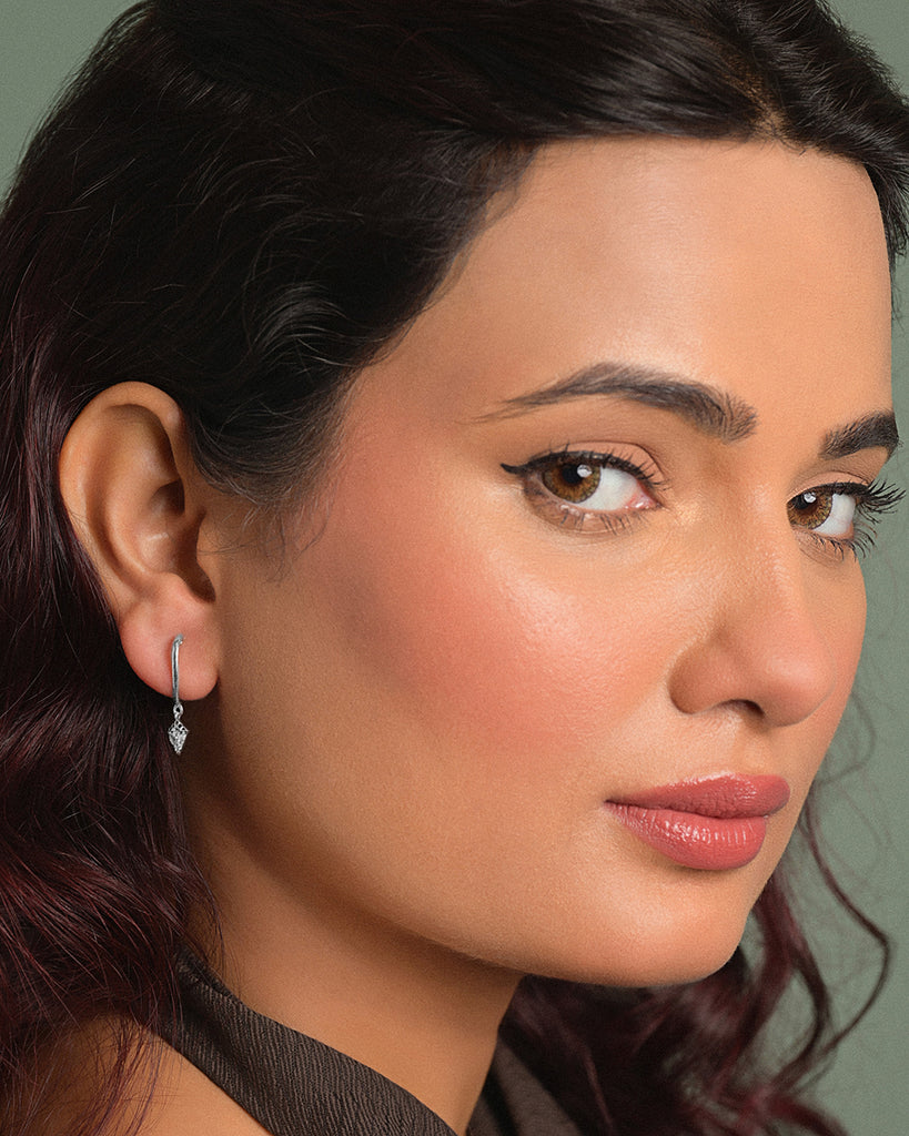 Silver Gaia Hoop Drop Earrings