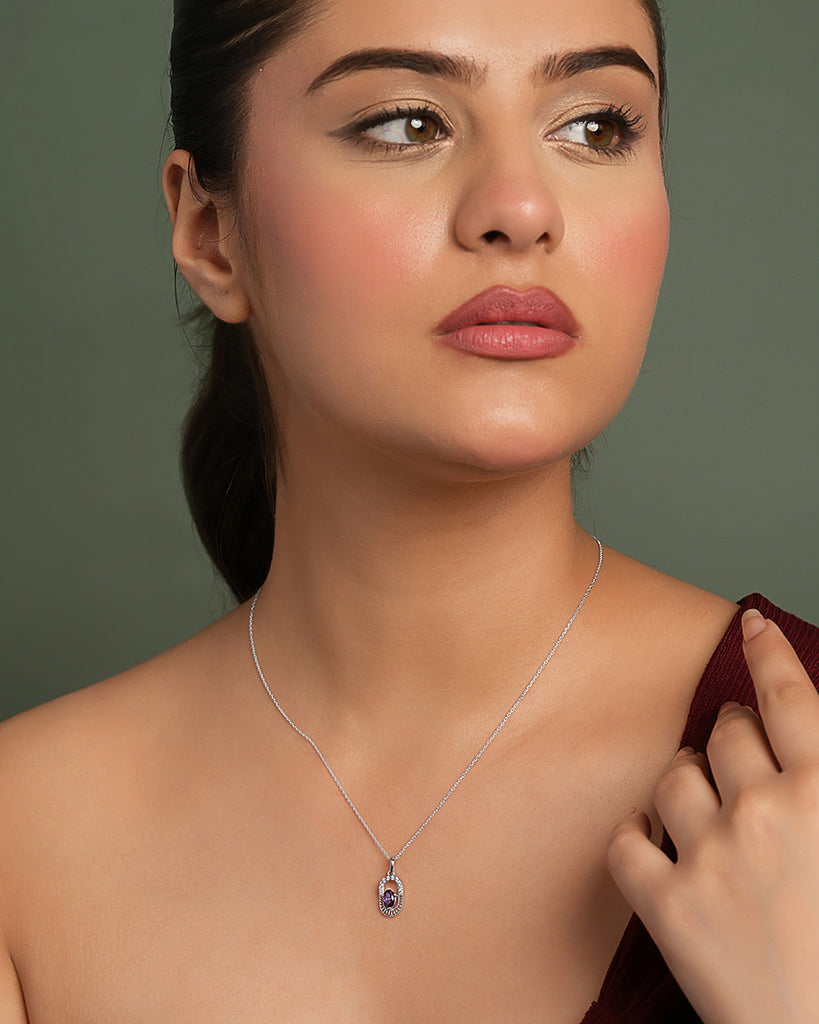 Silver Asti Purple Pendant with Chain