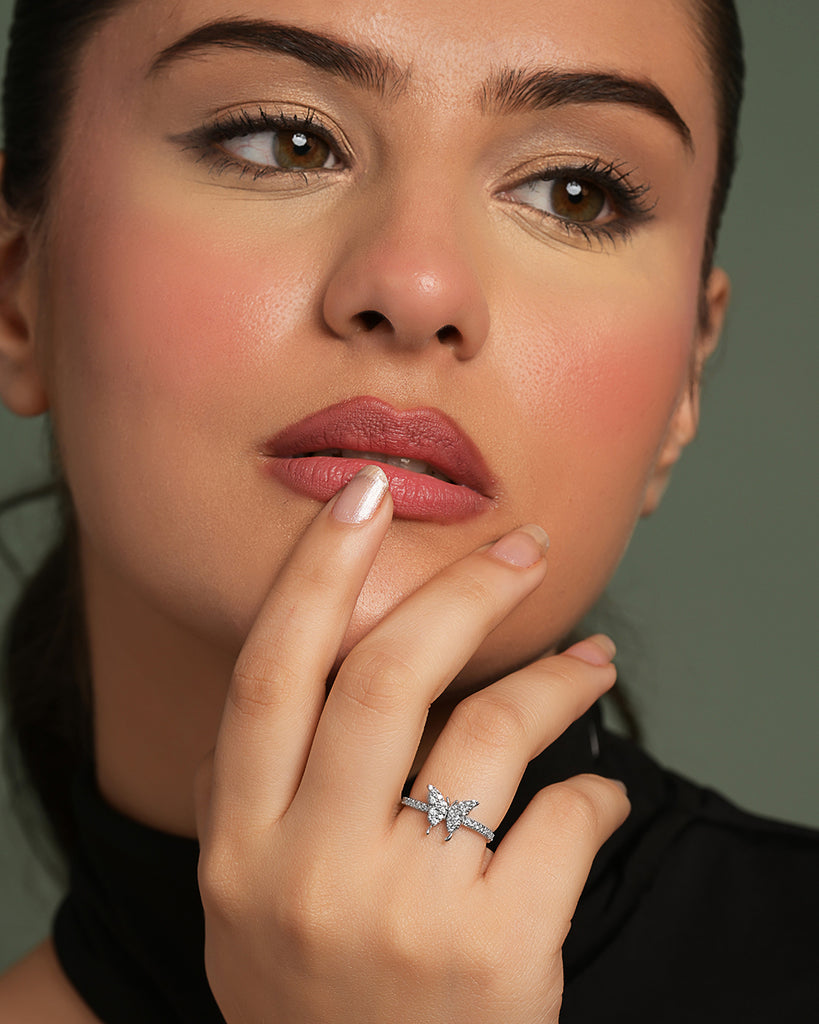 Silver Fia Butterfly Finger Ring
