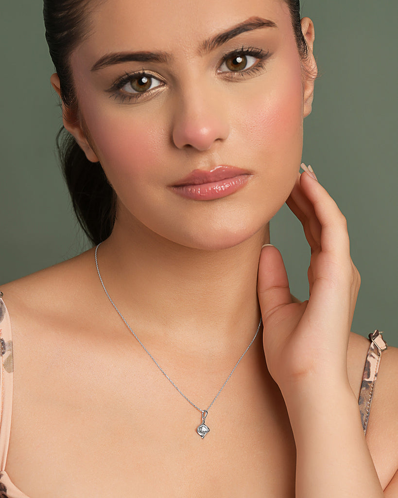 Silver Livia Solitaire Pendant with Chain