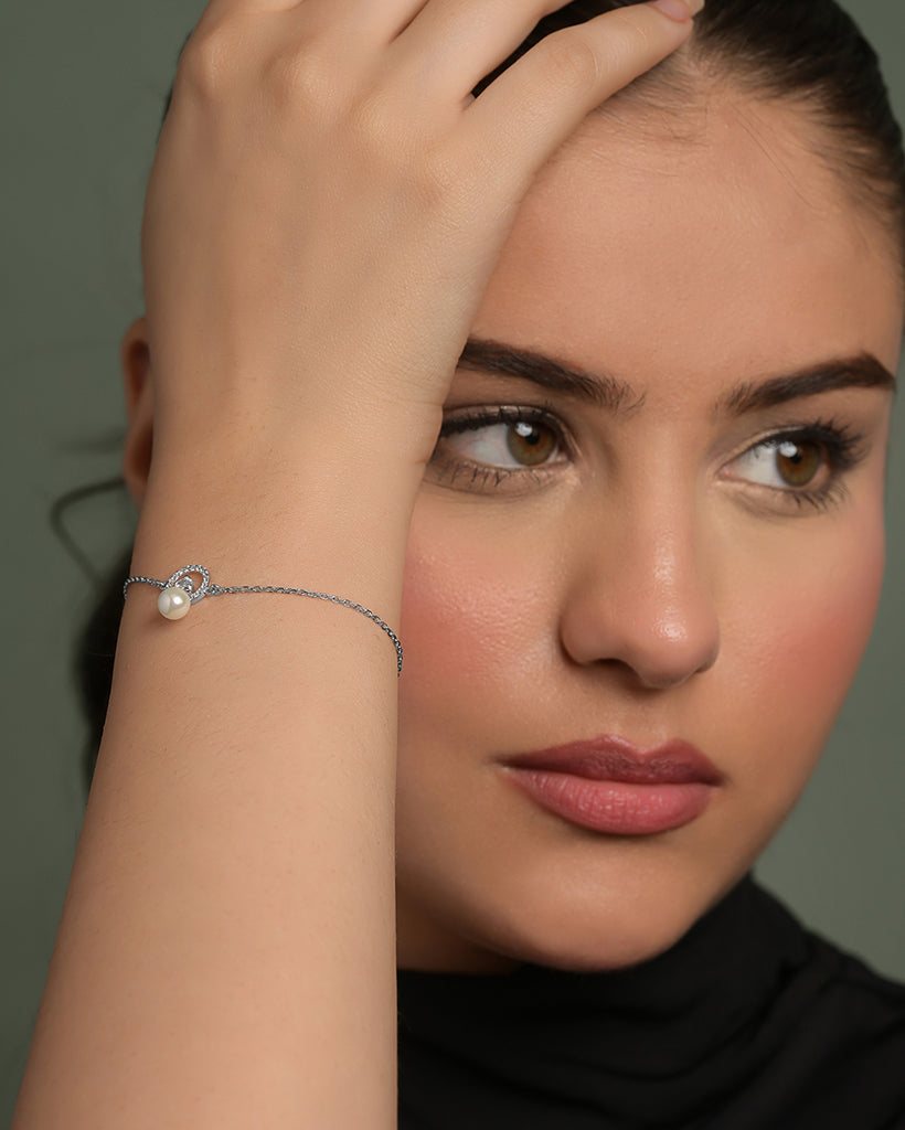 Silver Dante Pearl Adjustable Chain Bracelet