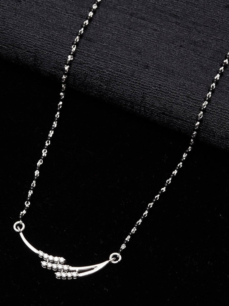 CLARA 925 Sterling Silver Rhodium Plated Isla Mangalsutra Chain Pendant