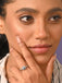 CLARA Pure 925 Sterling Silver Halo Solitaire Finger Ring with Adjustable Band 
