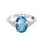 Silver Sky Blue Oval Ring