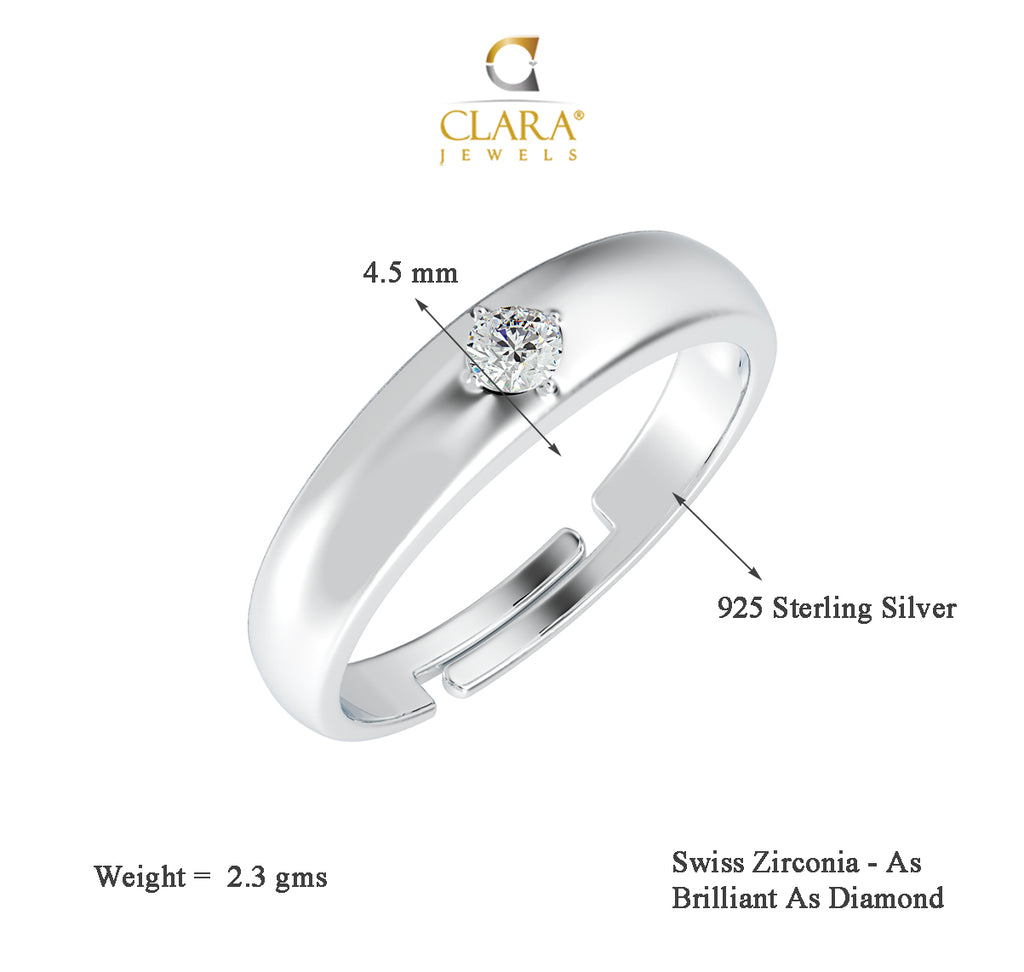 CLARA Pure 925 Sterling Silver Classic Adjustable Ring Gift for Women and Girls