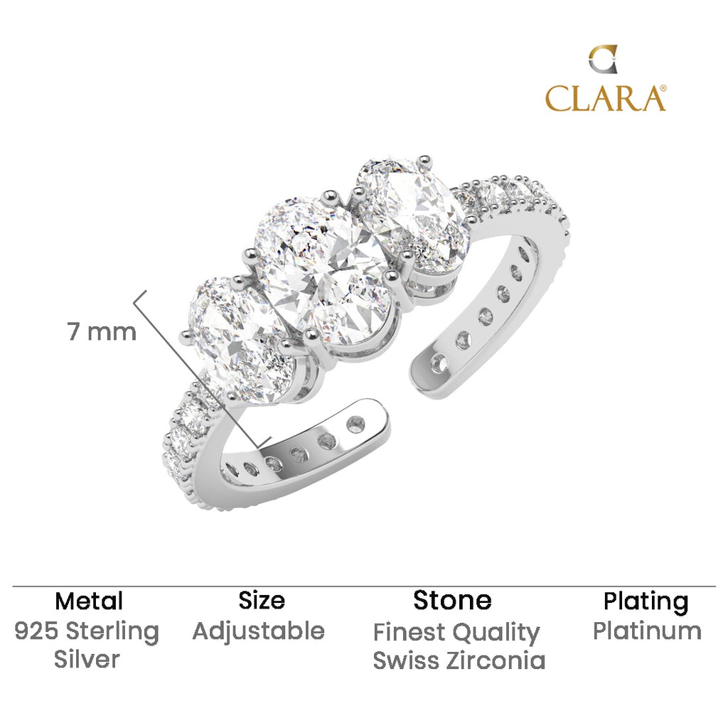 Silver Eloise Three Oval Ring