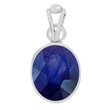 Certified Blue Sapphire (Neelam) Silver Pendant 8.3cts or 9.25ratti